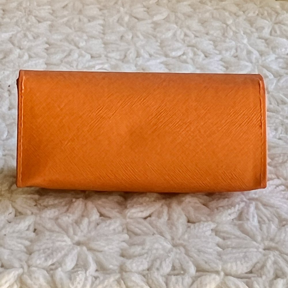 Tory Burch Orange Gold Logo Sunglass Eyeglasses Case NWOT - Picture 7 of 7